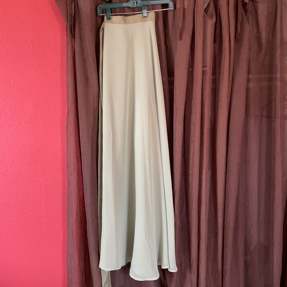 Long Chiffon Skirt- sage green - Picture 4 of 5